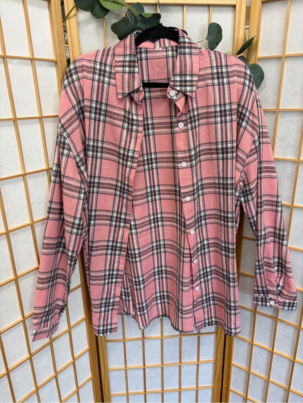 Pink Plaid Button-Up Shirt